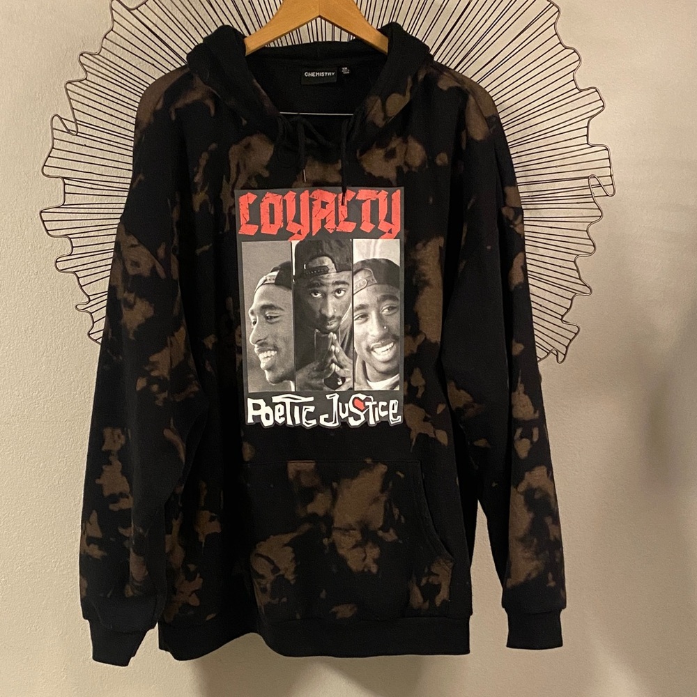 Chemistry Hoodie Tupac Black & Brown Bleach Dyed poetic Justice Size 3X